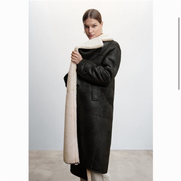 MANGO Oversized Faux Shearling coat size XS - Picture 4 of 8
